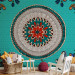 Wall Mural Folk inspiration - an abstraction with a coloured circle on an ornate background 96846