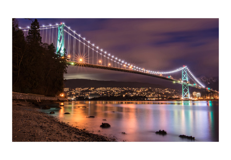 Photo Wallpaper Lions Gate Bridge - Vancouver (Canada) - bridge and river architecture on Canadian night with the city in the background 97246 additionalImage 1