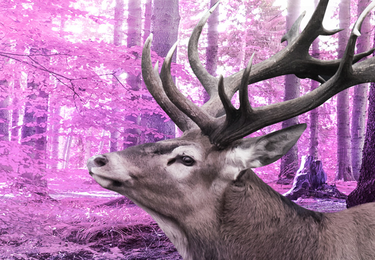 Canvas Lavender Forest (5-piece) - Deer among Trees and Pink Flowers 106556 additionalImage 5