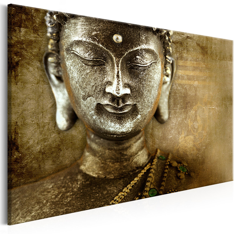 Canvas Print Silence is Golden (1-piece) - Oriental Buddha Sculpture in Bronze 106756 additionalImage 2