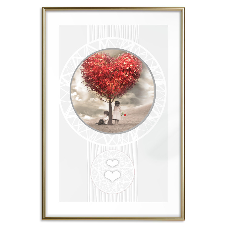 Wall Poster Children under the tree - two little people in a loving composition 114356 additionalImage 14