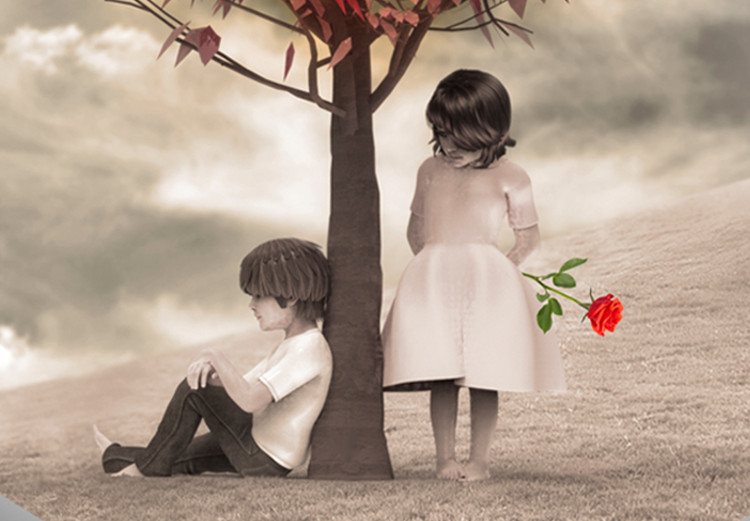 Wall Poster Children under the tree - two little people in a loving composition 114356 additionalImage 3
