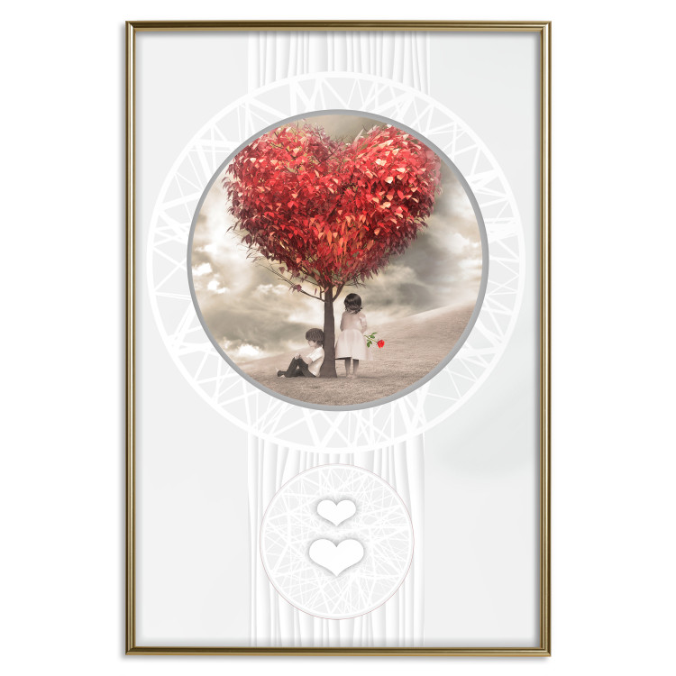 Wall Poster Children under the tree - two little people in a loving composition 114356 additionalImage 16
