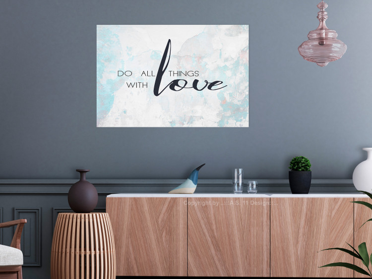 Poster Do All Things with Love - motivational English quote and bright background 114456 additionalImage 23