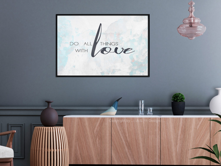 Poster Do All Things with Love - motivational English quote and bright background 114456 additionalImage 3