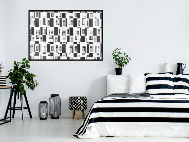Poster Abstract windows - black and white geometric abstraction in rectangles 115156 additionalImage 3