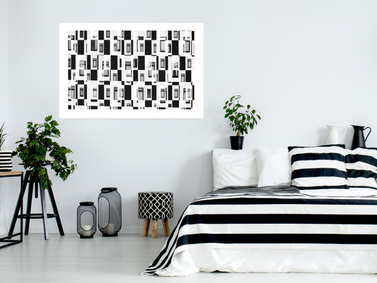 Poster Abstract windows - black and white geometric abstraction in rectangles 115156 additionalImage 4