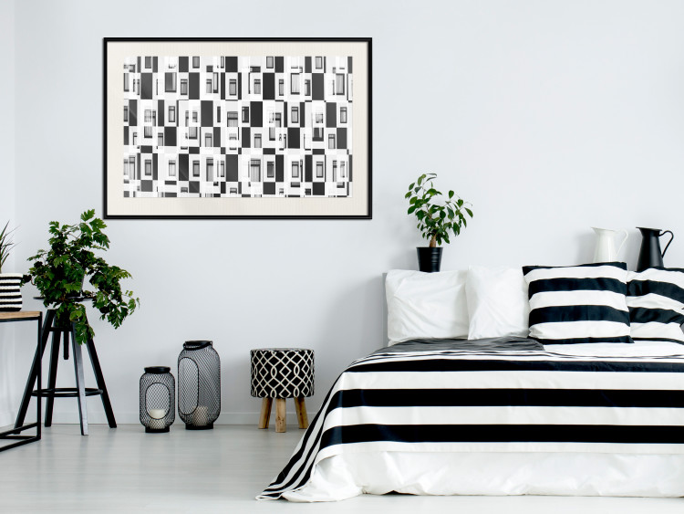 Poster Abstract windows - black and white geometric abstraction in rectangles 115156 additionalImage 22