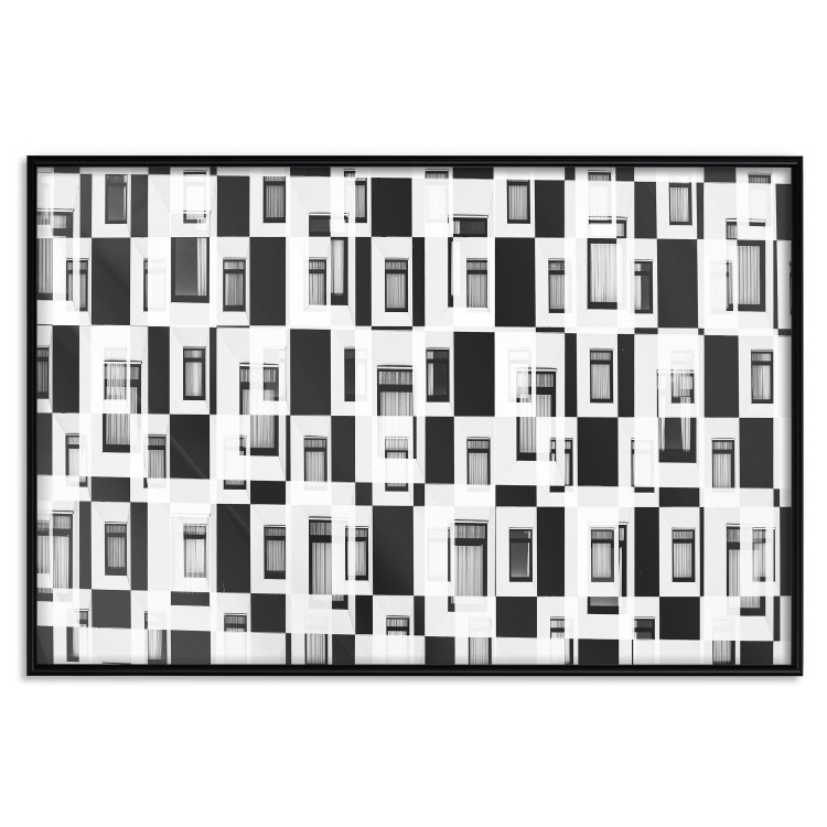 Poster Abstract windows - black and white geometric abstraction in rectangles 115156 additionalImage 18