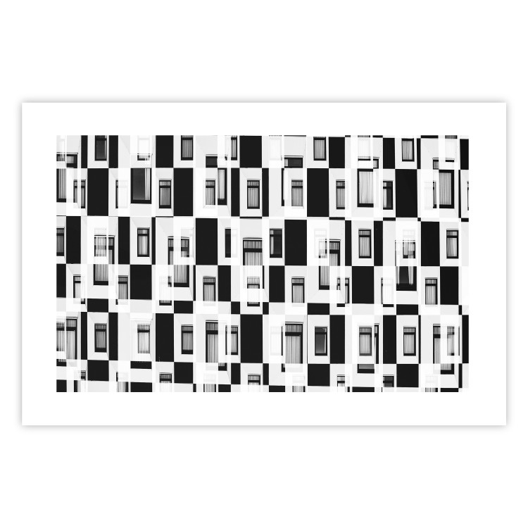 Poster Abstract windows - black and white geometric abstraction in rectangles 115156 additionalImage 25