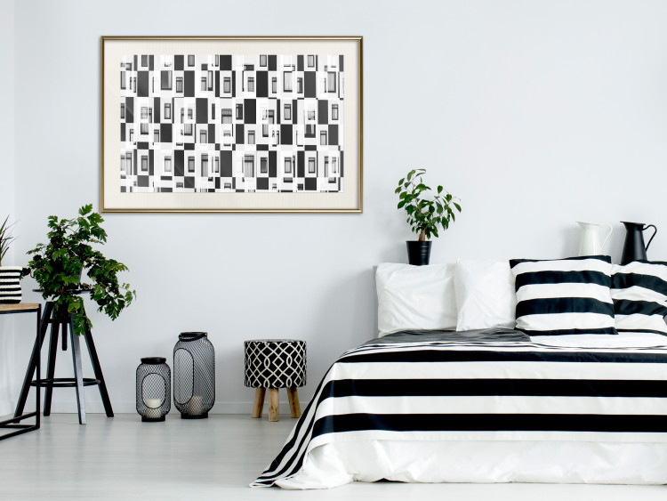 Poster Abstract windows - black and white geometric abstraction in rectangles 115156 additionalImage 21
