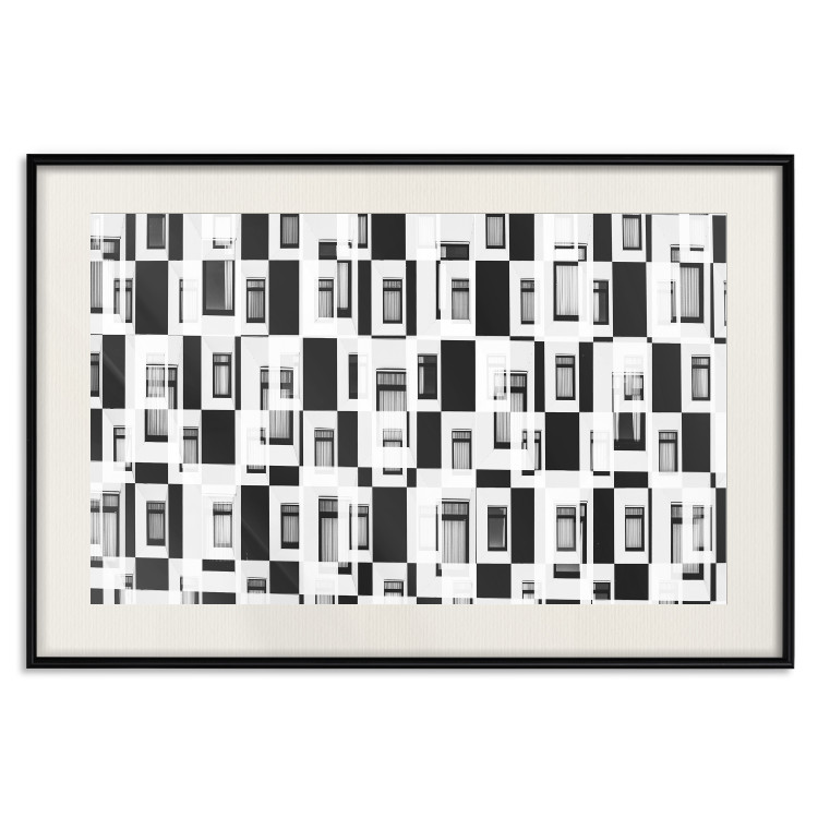 Poster Abstract windows - black and white geometric abstraction in rectangles 115156 additionalImage 18