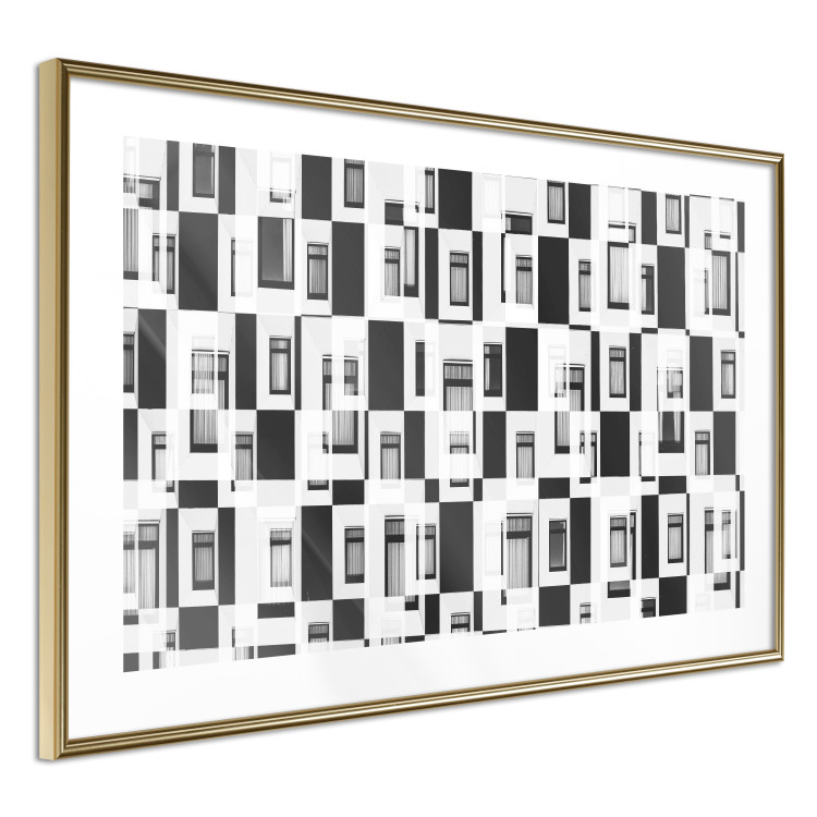 Poster Abstract windows - black and white geometric abstraction in rectangles 115156 additionalImage 6