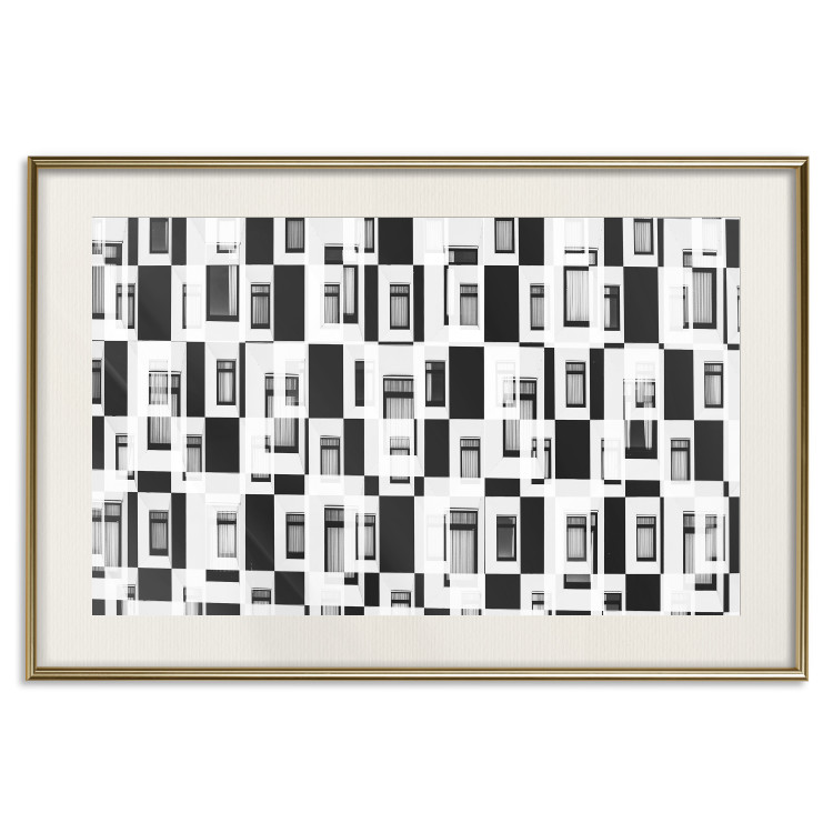 Poster Abstract windows - black and white geometric abstraction in rectangles 115156 additionalImage 19