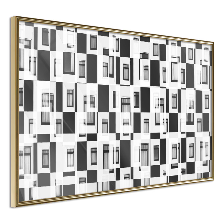 Poster Abstract windows - black and white geometric abstraction in rectangles 115156 additionalImage 12