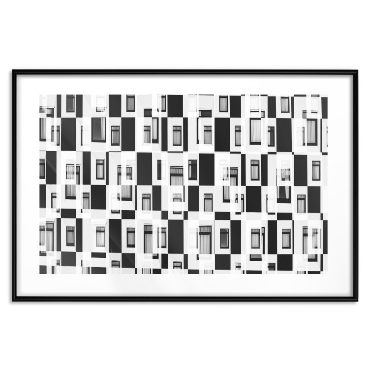 Poster Abstract windows - black and white geometric abstraction in rectangles 115156 additionalImage 15