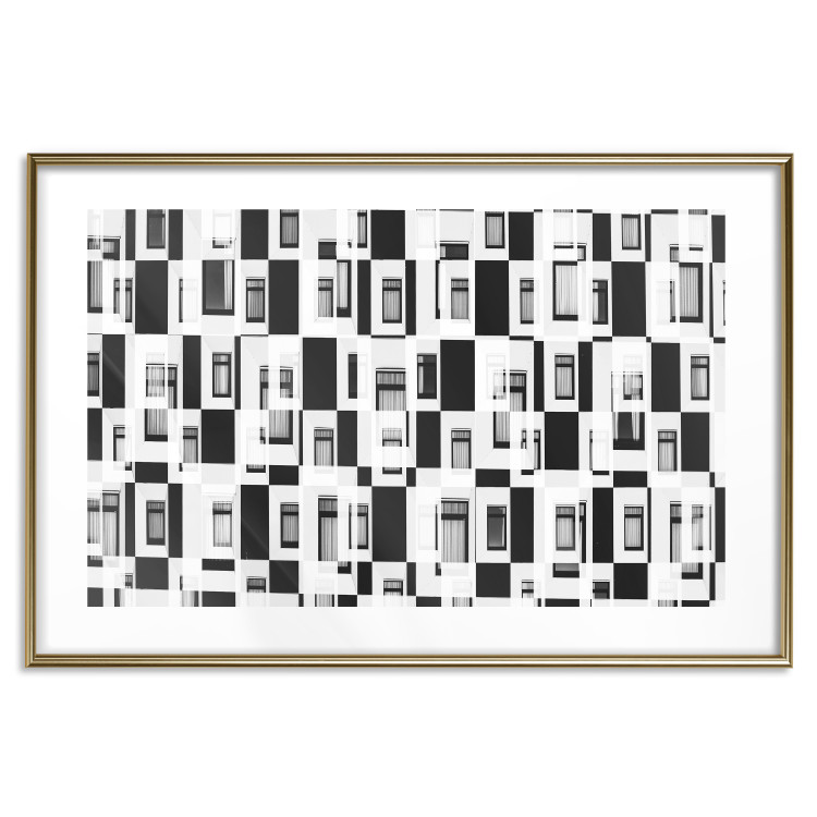 Poster Abstract windows - black and white geometric abstraction in rectangles 115156 additionalImage 14