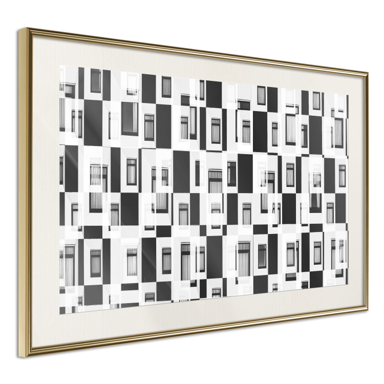 Poster Abstract windows - black and white geometric abstraction in rectangles 115156 additionalImage 2
