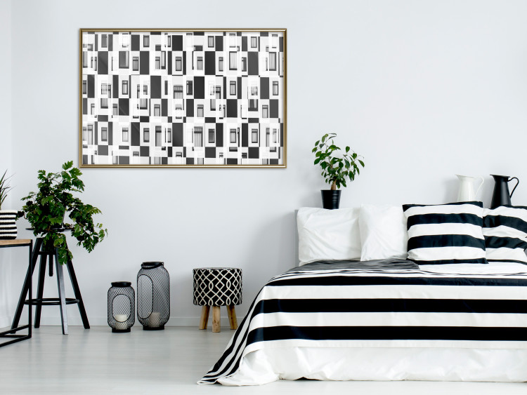 Poster Abstract windows - black and white geometric abstraction in rectangles 115156 additionalImage 5