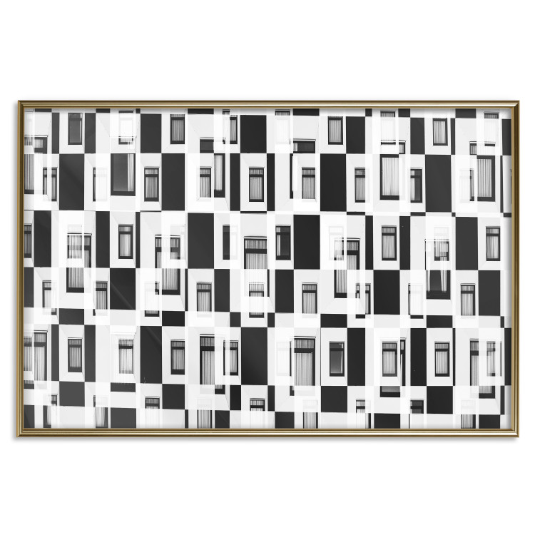 Poster Abstract windows - black and white geometric abstraction in rectangles 115156 additionalImage 16