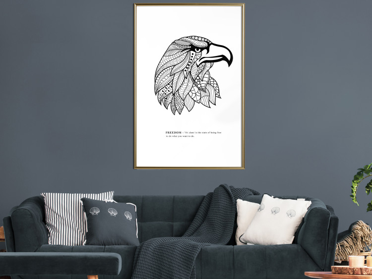 Wall Poster Eagle of Freedom - black and white composition with a predatory bird in patterns 117556 additionalImage 5
