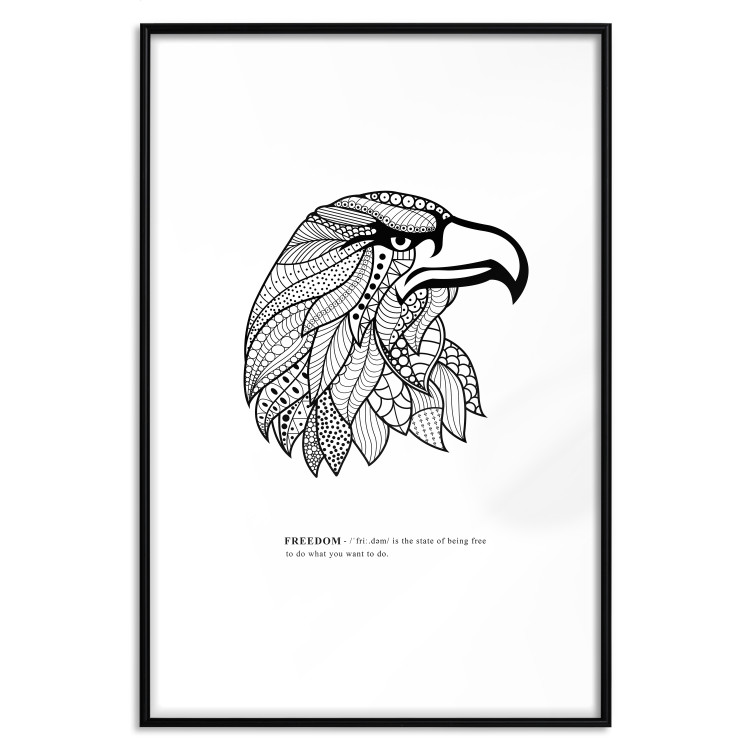 Wall Poster Eagle of Freedom - black and white composition with a predatory bird in patterns 117556 additionalImage 15