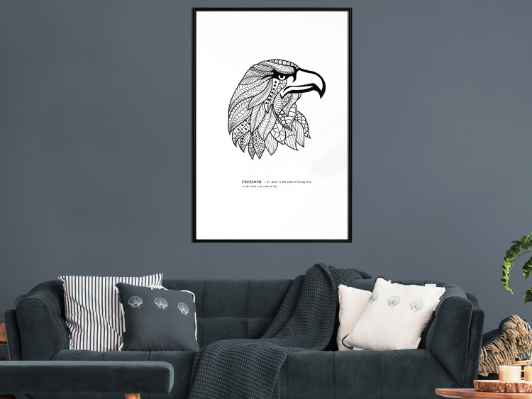 Wall Poster Eagle of Freedom - black and white composition with a predatory bird in patterns 117556 additionalImage 4