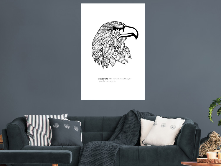 Wall Poster Eagle of Freedom - black and white composition with a predatory bird in patterns 117556 additionalImage 16