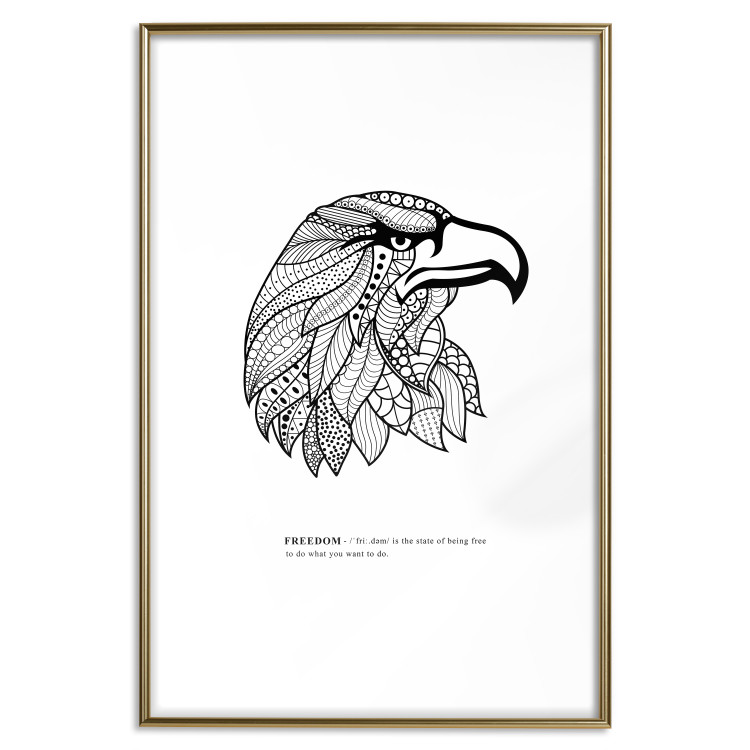 Wall Poster Eagle of Freedom - black and white composition with a predatory bird in patterns 117556 additionalImage 14