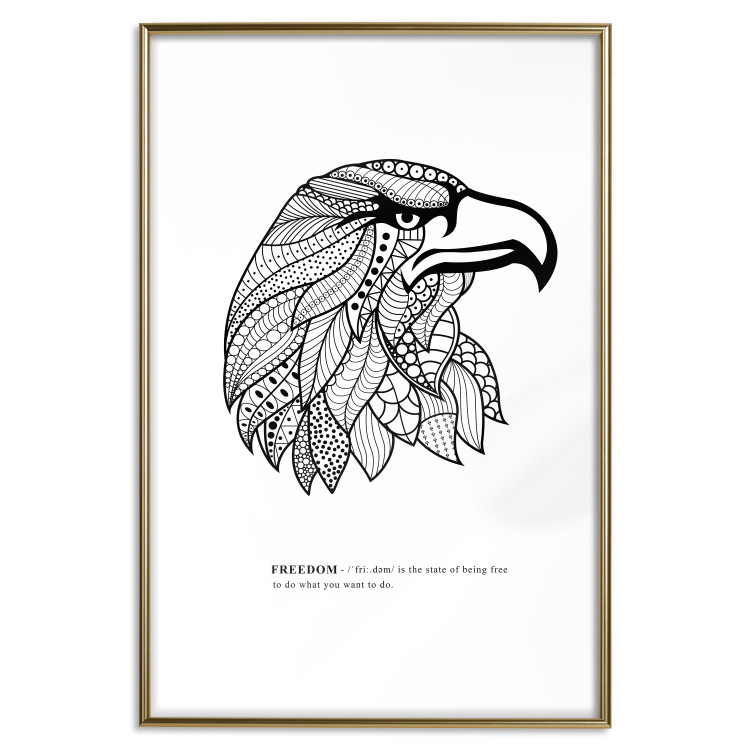 Wall Poster Eagle of Freedom - black and white composition with a predatory bird in patterns 117556 additionalImage 20