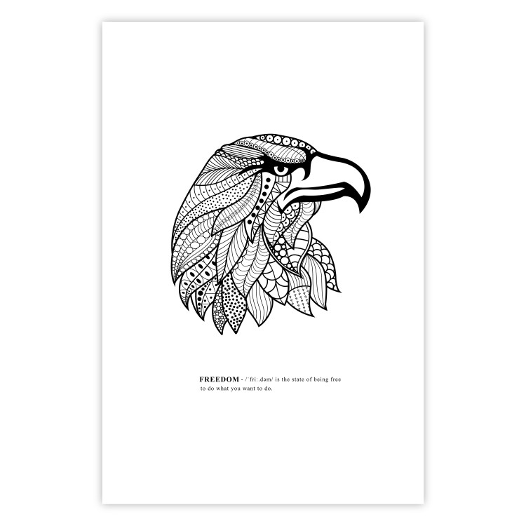 Wall Poster Eagle of Freedom - black and white composition with a predatory bird in patterns 117556 additionalImage 19