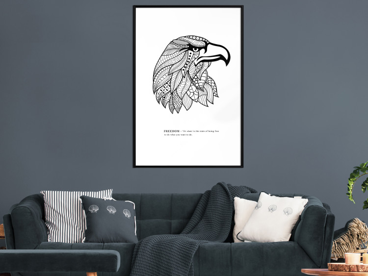 Wall Poster Eagle of Freedom - black and white composition with a predatory bird in patterns 117556 additionalImage 3
