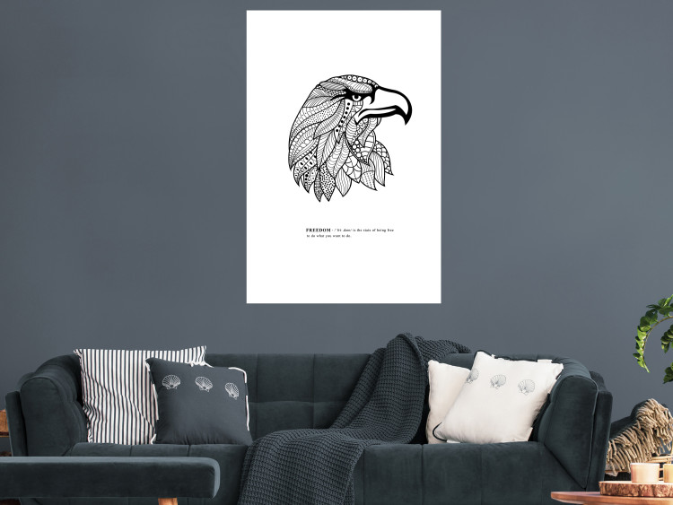 Wall Poster Eagle of Freedom - black and white composition with a predatory bird in patterns 117556 additionalImage 2