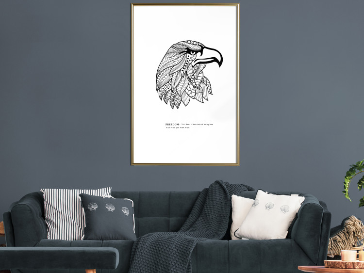 Wall Poster Eagle of Freedom - black and white composition with a predatory bird in patterns 117556 additionalImage 13