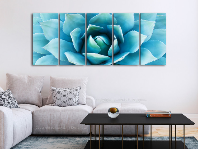 Canvas Print Abstract agave - succulent in shades of blue 117856 additionalImage 3