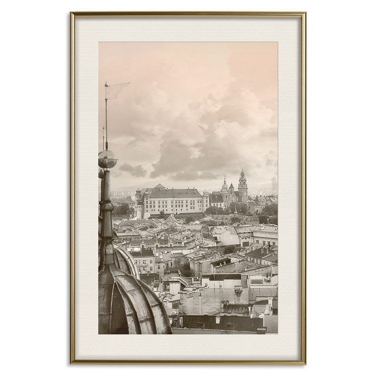 Poster Krakow: Royal Castle - frame of the charming city architecture in sepia 118156 additionalImage 24