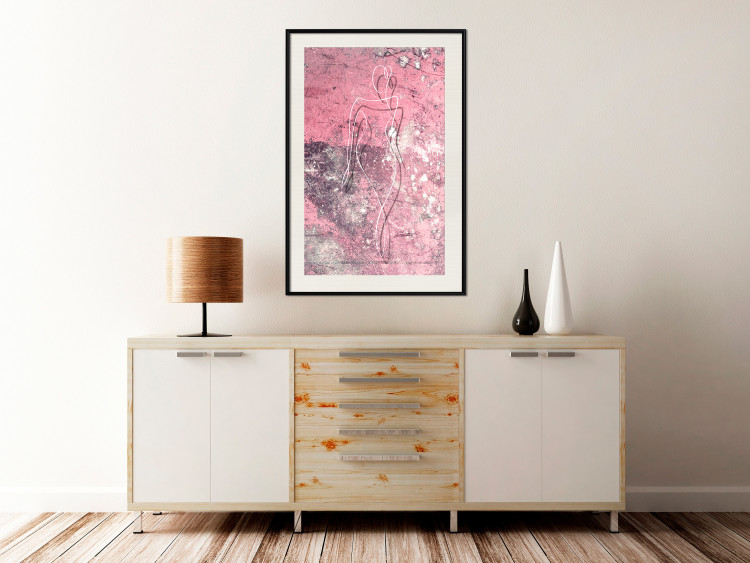 Poster Marble Shape - delicate feminine lineart on a pink background 118256 additionalImage 22