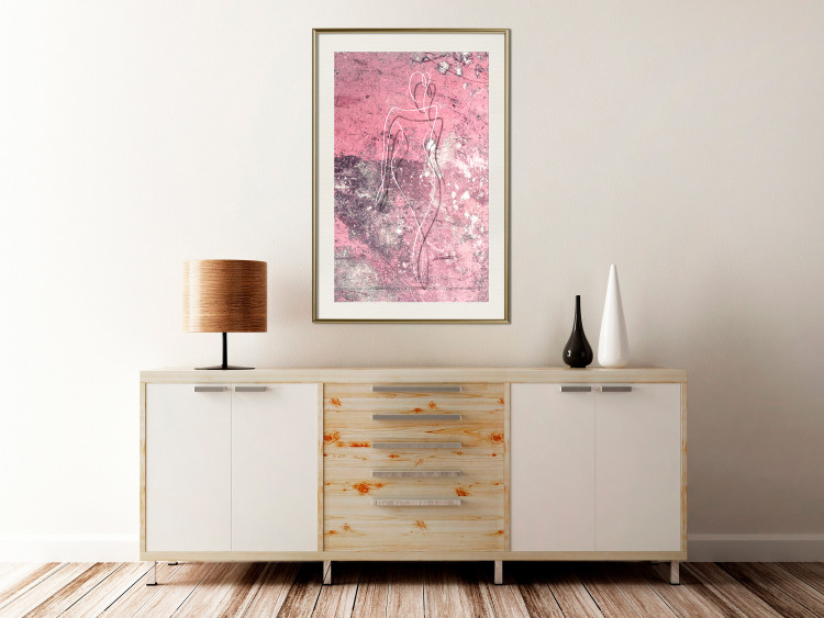 Poster Marble Shape - delicate feminine lineart on a pink background 118256 additionalImage 21