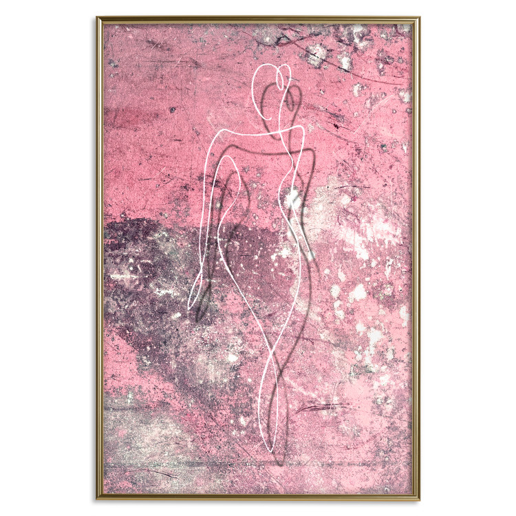 Poster Marble Shape - delicate feminine lineart on a pink background 118256 additionalImage 20