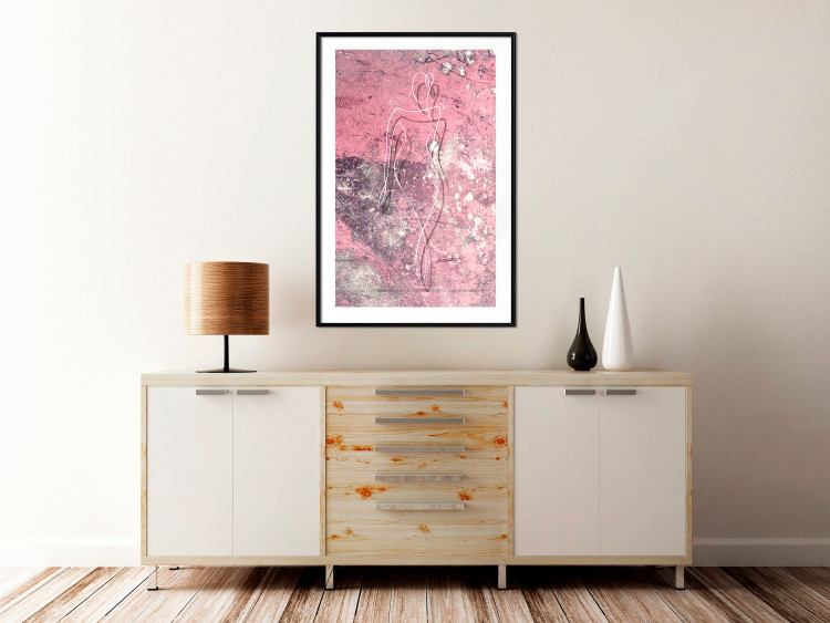 Poster Marble Shape - delicate feminine lineart on a pink background 118256 additionalImage 6