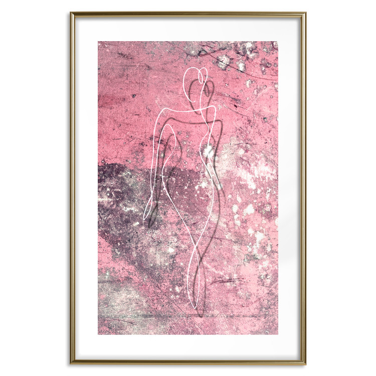 Poster Marble Shape - delicate feminine lineart on a pink background 118256 additionalImage 16