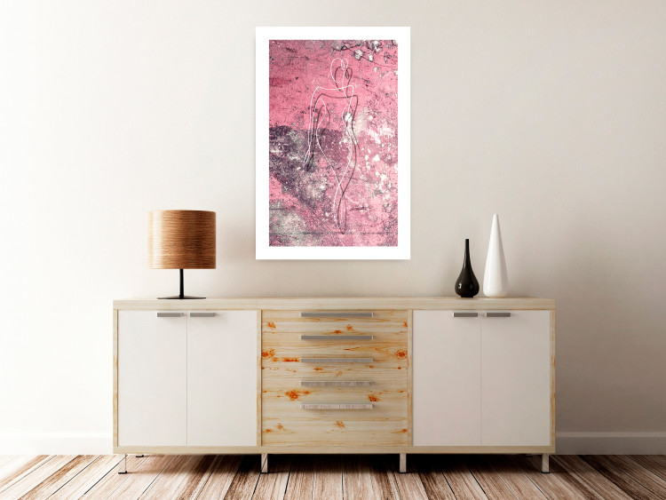 Poster Marble Shape - delicate feminine lineart on a pink background 118256 additionalImage 4