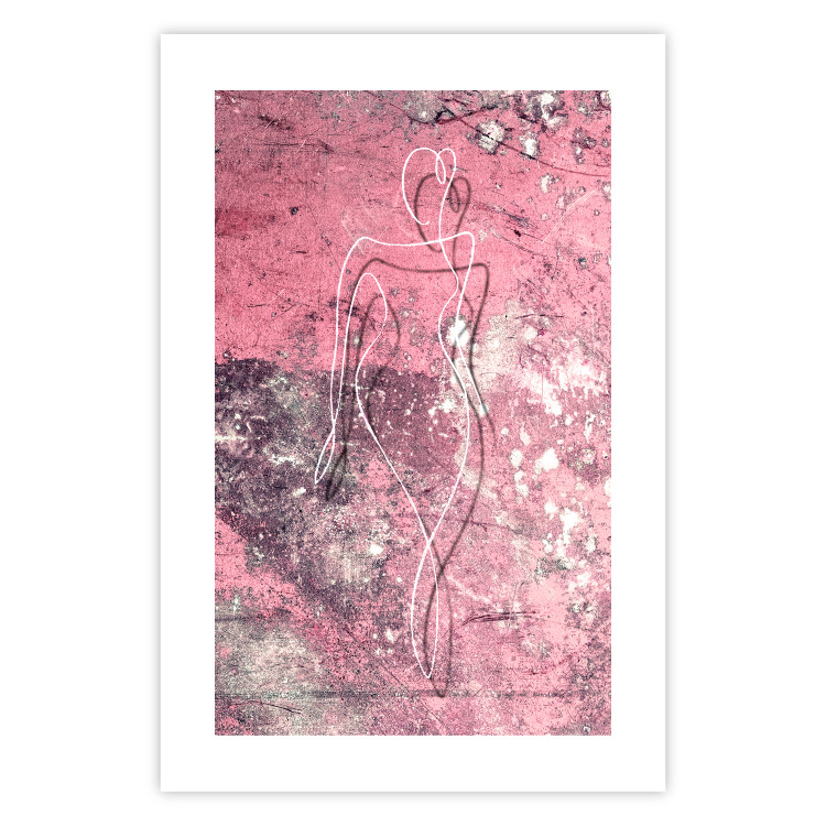 Poster Marble Shape - delicate feminine lineart on a pink background 118256 additionalImage 25