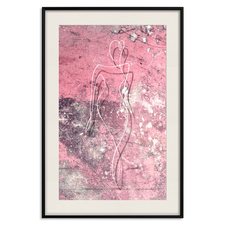 Poster Marble Shape - delicate feminine lineart on a pink background 118256 additionalImage 18