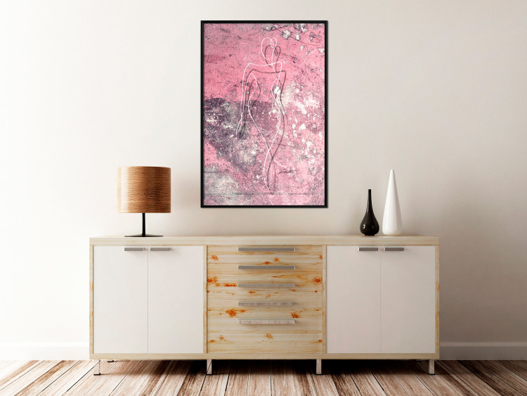 Poster Marble Shape - delicate feminine lineart on a pink background 118256 additionalImage 5