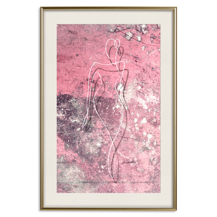 Poster Marble Shape - delicate feminine lineart on a pink background 118256 additionalImage 19