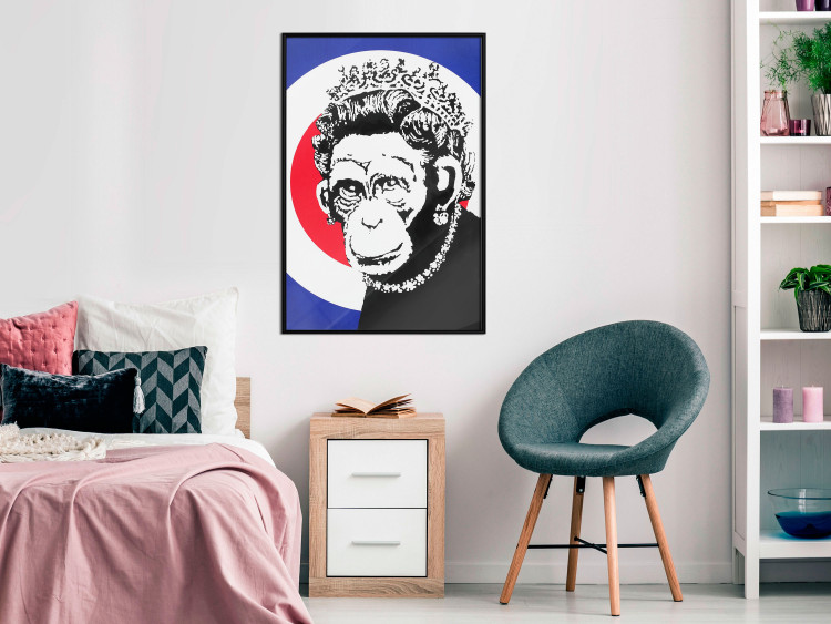 Wall Poster Monkey Queen - unique mural in Banksy style with an animal wearing a crown 118756 additionalImage 5