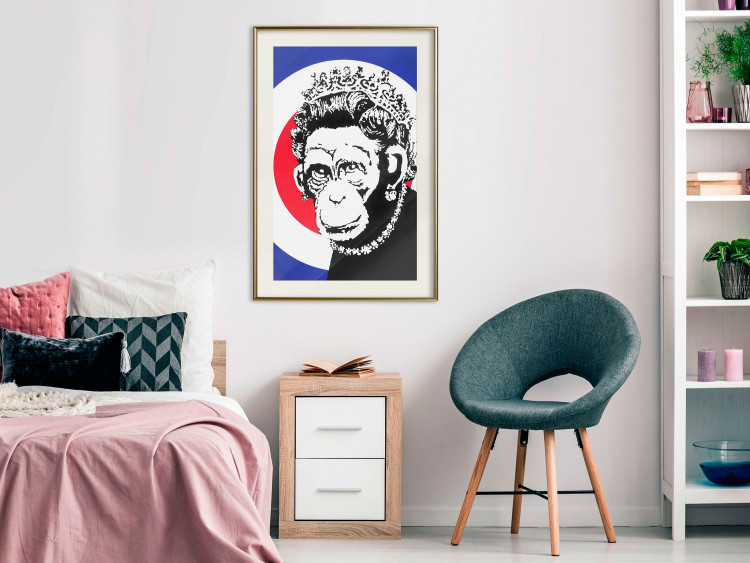 Wall Poster Monkey Queen - unique mural in Banksy style with an animal wearing a crown 118756 additionalImage 24