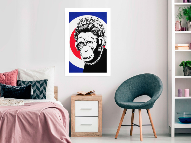 Wall Poster Monkey Queen - unique mural in Banksy style with an animal wearing a crown 118756 additionalImage 4