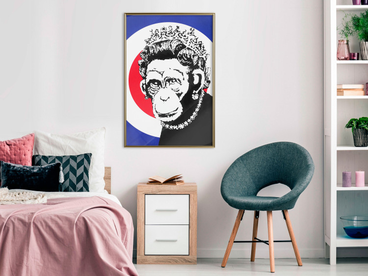 Wall Poster Monkey Queen - unique mural in Banksy style with an animal wearing a crown 118756 additionalImage 5